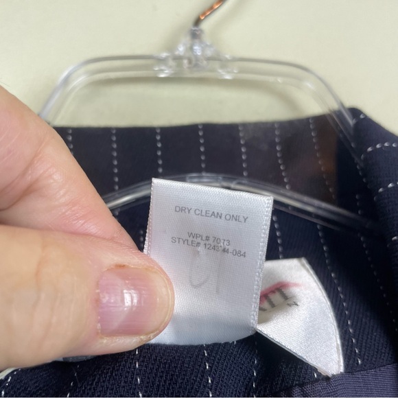 Hugo Buscati Collection Wool Navy Blue Pin Striped Double Breasted Blazer Sz 10 - Picture 6 of 8